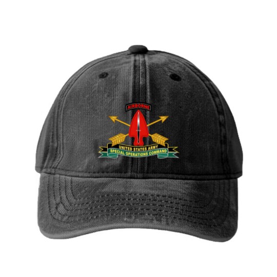 Discover Army US Army Special Operations Command Sine Pari Washed Denim Baseball Caps