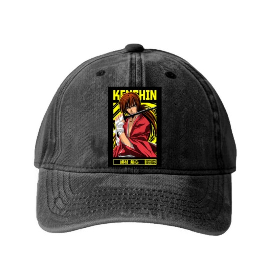 Discover Himura Kenshin = Rurouni Kenshin = Anime Washed Denim Baseball Caps