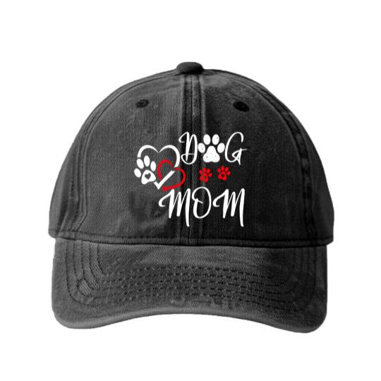 Discover Love Dog Mom Dog Mom Washed Denim Baseball Caps