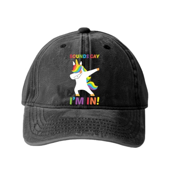 Discover Sounds Gay I_m In Sounds Gay I_m In Washed Denim Baseball Caps