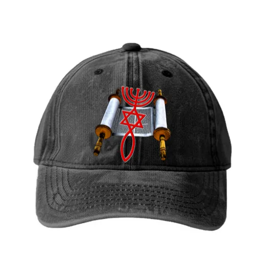 Discover Torah Messianic Seal Washed Denim Baseball Caps