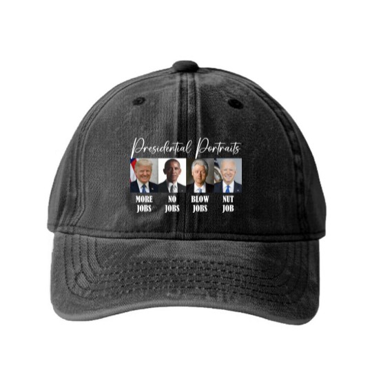 Discover Presidential Portrait Washed Denim Baseball Caps - Sarcastic Washed Denim Baseball Caps - Women's Washed Denim Baseball Caps - Mens Washed Denim Baseball Caps