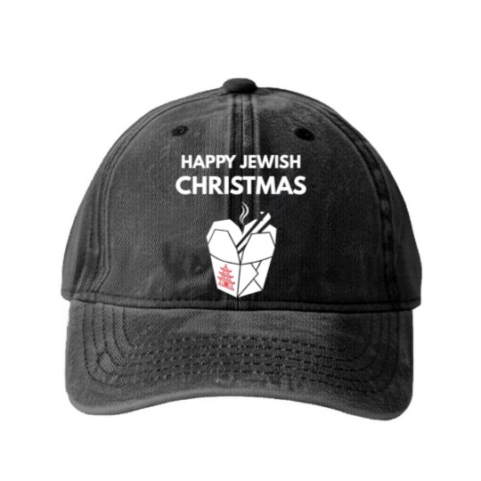 Discover Happy Jewish Christmas Washed Denim Baseball Caps Chinese Takeout- Hanukkah Washed Denim Baseball Caps