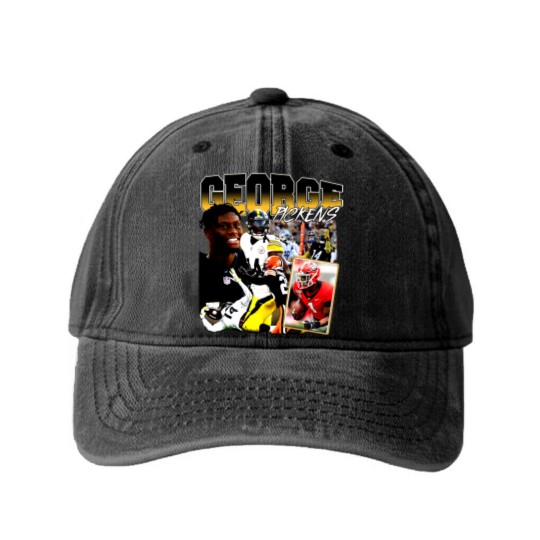 Discover George Pickens Vintage 90s Graphic Style Washed Denim Baseball Caps