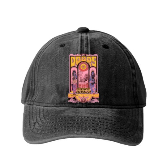Discover Vintage The Doors 60's Concert Washed Denim Baseball Caps, The Doors Washed Denim Baseball Caps