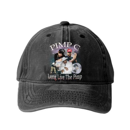 Discover Pimp C Washed Denim Baseball Caps, Pimp C Vintage Washed Denim Baseball Caps, Pimp C Hiphop Rapper Washed Denim Baseball Caps