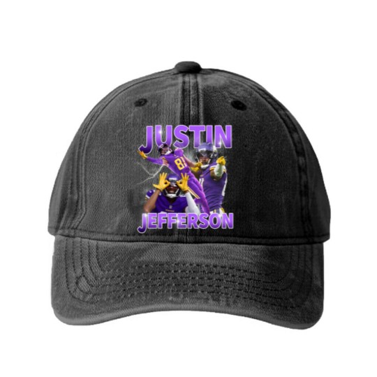 Discover Justin Jefferson Washed Denim Baseball Caps, Justin Jefferson Washed Denim Baseball Caps, Justin Jefferson Merch,Justin Jefferson Washed Denim Baseball Caps