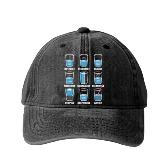 Discover Optimist Pessimist Realist Artist Or Psychologist Washed Denim Baseball Caps