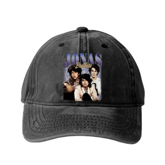Discover Jonas Brothers 90s Vintage Washed Denim Baseball Caps, Jonas Brothers Bootleg Washed Denim Baseball Caps, Jonas Brothers Washed Denim Baseball Caps