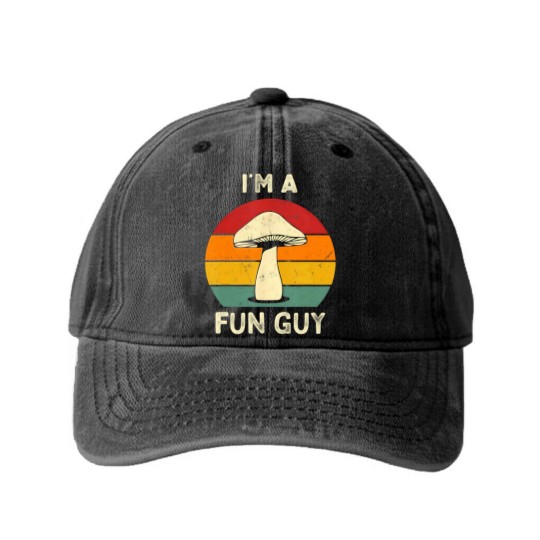 Discover Funny Funguy Mushroom Washed Denim Baseball Caps Fungi Joke Pun Mushroom Pickers Washed Denim Baseball Caps