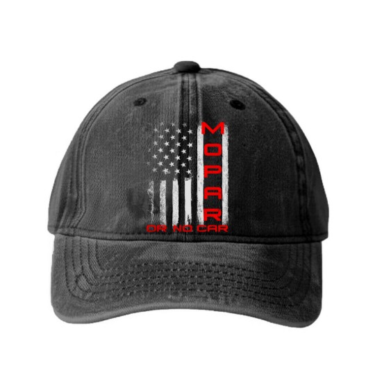 Discover Mopar or No Car Flag America Motor Car Sports Racing Gift Washed Denim Baseball Caps