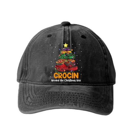 Discover Crocin around the christmas tree Classic Washed Denim Baseball Caps