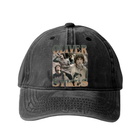 Discover Oliver Sykes Retro Washed Denim Baseball Caps -Oliver Scott Sykes Washed Denim Baseball Caps