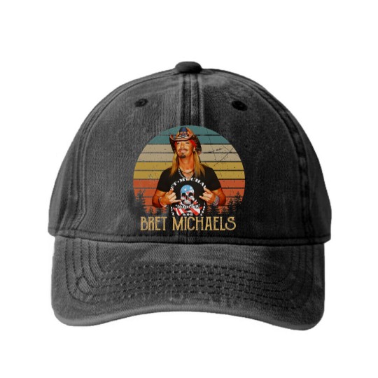 Discover New Popular Bret Michaels Vintage Gift For Fans Washed Denim Baseball Caps