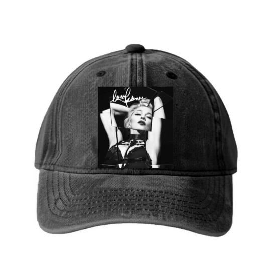 Discover Madonna Signature Washed Denim Baseball Caps Short Sleeve Cotton Black Men All Size S to 5XL