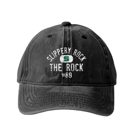 Discover slippery rock he rock vinage 1889 logo officially licensed shir Washed Denim Baseball Caps