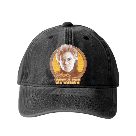 Discover Marty Stuart / Faded-Look Country Fan Art Design - Marty Stuart - Washed Denim Baseball Caps