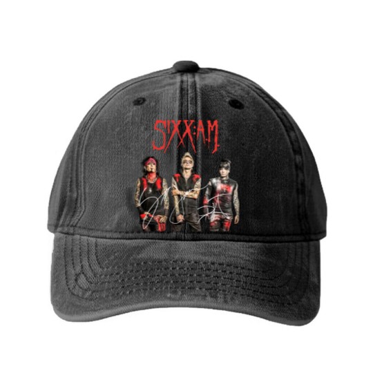Discover Vintage Sixx AM Band Washed Denim Baseball Caps, Sixx AM Washed Denim Baseball Caps, Sixx AM Signed Men Washed Denim Baseball Caps,