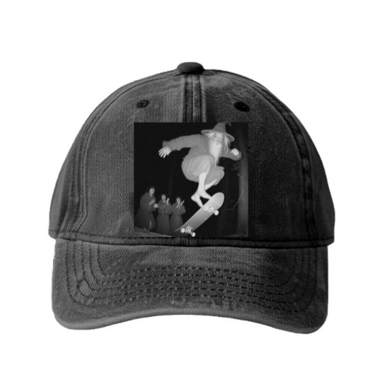 Discover Gandalf skateboarding Washed Denim Baseball Caps, Gandalf skating in the woods Washed Denim Baseball Caps