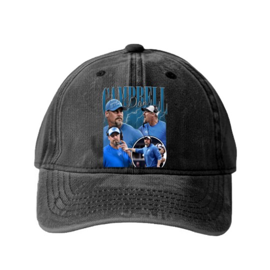 Discover Vintage Dan Campbell Washed Denim Baseball Caps, Washed Denim Baseball Caps, Washed Denim Baseball Caps, Football Washed Denim Baseball Caps