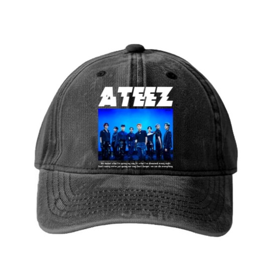 Discover ATEEZ Kpop Ateez The Fellowship Tour 2022 Kpop Washed Denim Baseball Caps