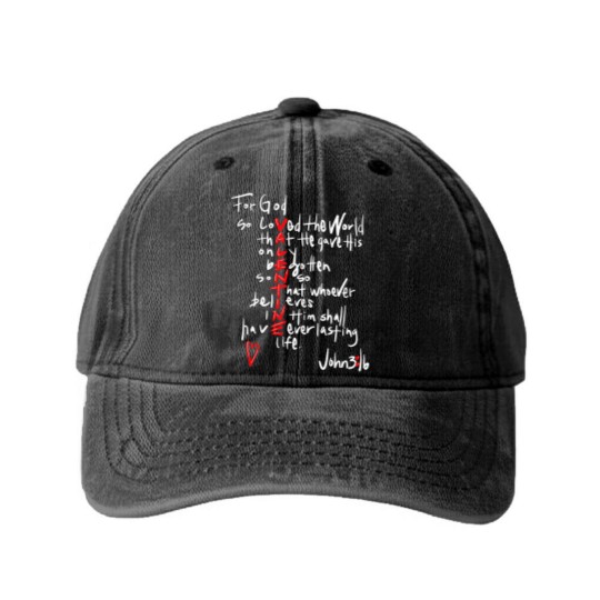 Discover John 3 16 Valentine Washed Denim Baseball Caps
