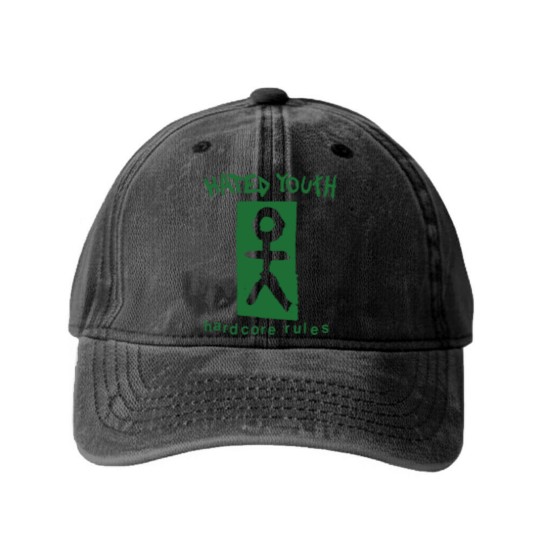 Discover Hated Youth Washed Denim Baseball Caps Vintage Rock Punk Washed Denim Baseball Caps