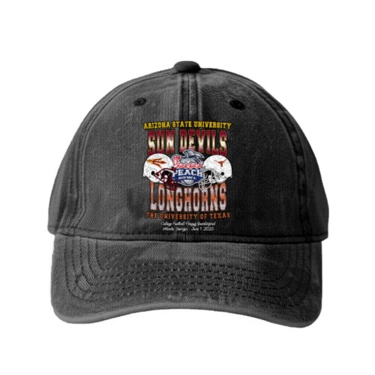 Discover 2025 Chick-fil-A Peach Bowl Matchup Washed Denim Baseball Caps Arizonna State Sun Devills