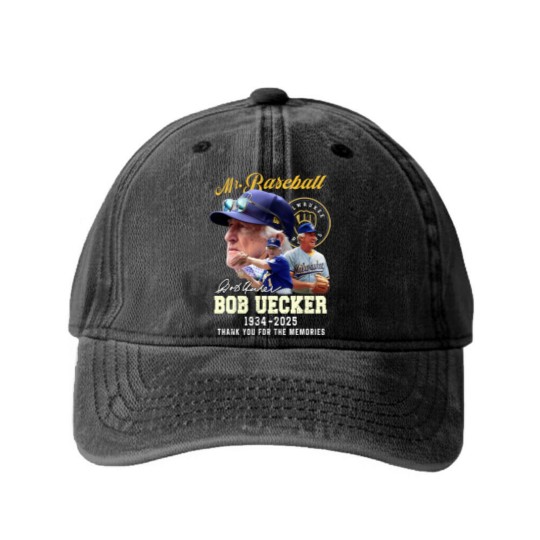 Discover Bob Uecker Mr. Baseball 1934-2025 Thank You - Bob Uecker Mr Baseball 1934 2025 - Washed Denim Baseball Caps
