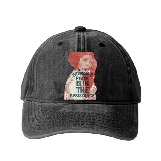 Discover Woman’s Place Is In The Resistance Feminist Washed Denim Baseball Caps