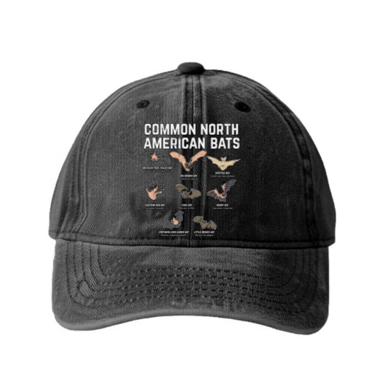 Discover Common North American Bats Washed Denim Baseball Caps