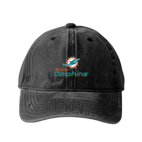 Discover Miami Dolphins Washed Denim Baseball Caps
