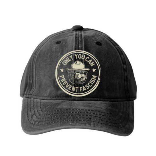 Discover Vintage Smokey The Resist Bear Only You Can Prevent Fascism Unisex Washed Denim Baseball Caps