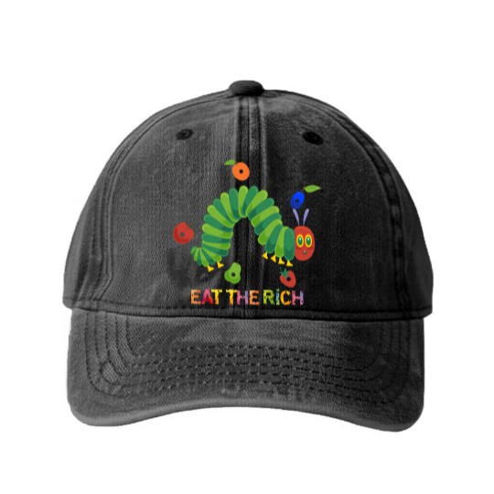 Discover Eat The Rich The Very Hungry Caterpilla Washed Denim Baseball Caps, Very Hungry