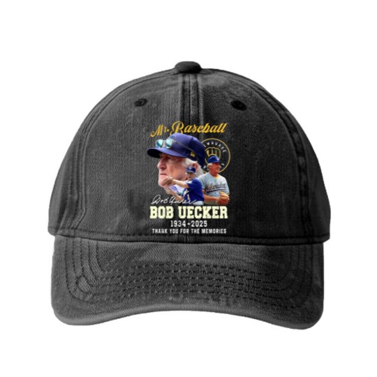 Discover Bob Uecker Baseball 1934-2025 Thank You T- Washed Denim Baseball Caps