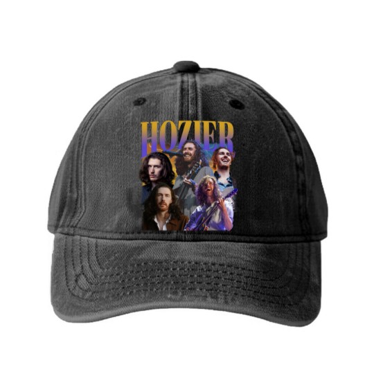 Discover Music Washed Denim Baseball Caps, Hozier Washed Denim Baseball Caps, Classic 90s Graphic Washed Denim Baseball Caps, Unisex, Vintage