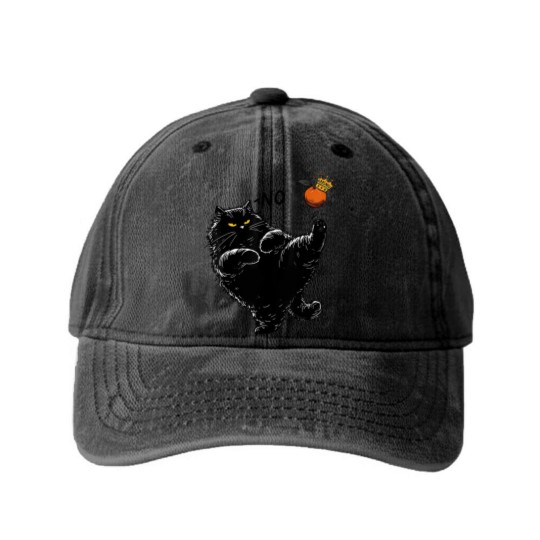 Discover No Kings in America Black Cat Washed Denim Baseball Caps, No Kings Washed Denim Baseball Caps, Funny Political Meme Washed Denim Baseball Caps