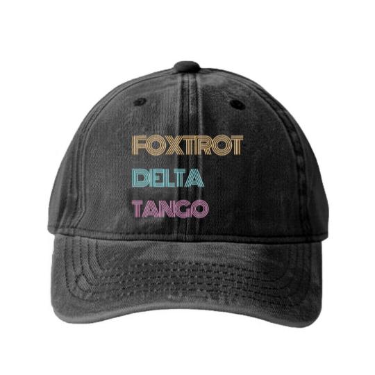 Discover Subtle Anti Trump Washed Denim Baseball Caps, Foxtrot Delta Tango Washed Denim Baseball Caps, Political Protest Washed Denim Baseball Caps