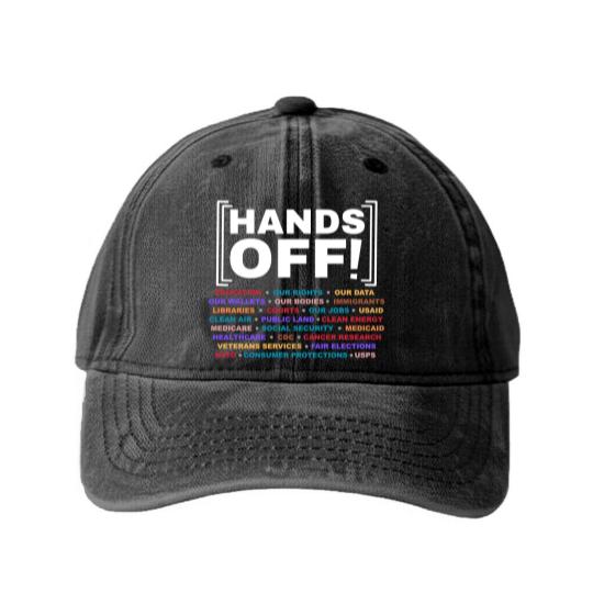 Discover Hands Off Washed Denim Baseball Caps, Hands Off Rally, Hands off social security