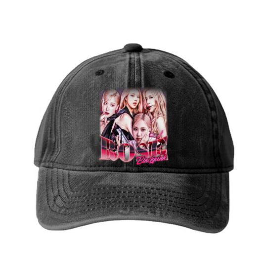 Discover Rose Kpop Washed Denim Baseball Caps, Blackpink Washed Denim Baseball Caps, Rose