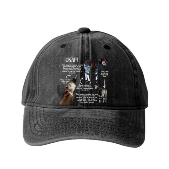 Discover Animal Facts - Okapi - Okapi - Washed Denim Baseball Caps