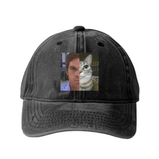 Discover Dext Morgan Washed Denim Baseball Caps, Funny Cat Meme Washed Denim Baseball Caps, Unisex Heavy Cotton Washed Denim Baseball Caps, Gift for Dexter Fans, TV Show Fan Washed Denim Baseball Caps