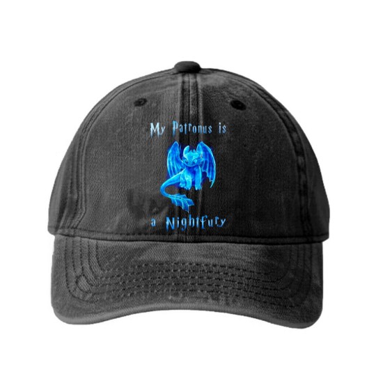 Discover Toothless Washed Denim Baseball Caps, My Patronus Is A Night Fury Washed Denim Baseball Caps, Gift For Fan