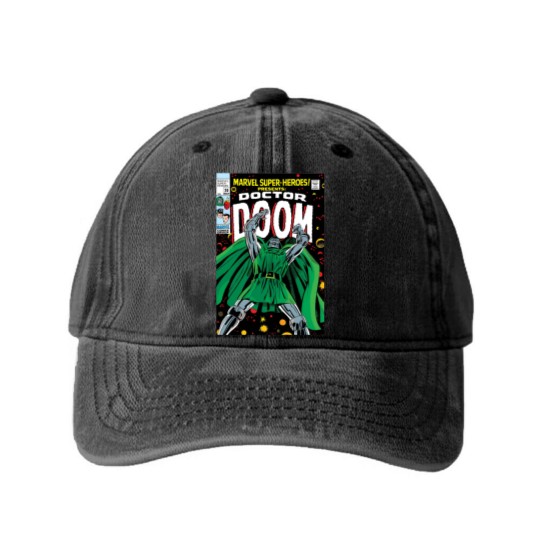 Discover Dr. Dooom Washed Denim Baseball Caps, 90's style, Comic Washed Denim Baseball Caps