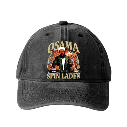 Discover Osama Spin Laden 90s style vintage raptee Washed Denim Baseball Caps