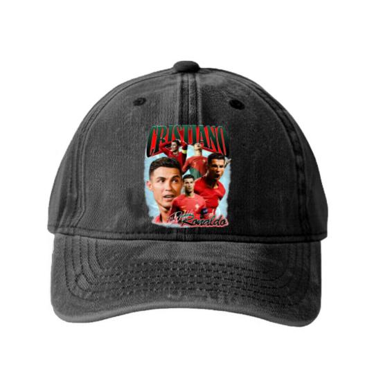 Discover Christiano Ronaldo Washed Denim Baseball Caps, Christiano Ronaldo fan Washed Denim Baseball Caps