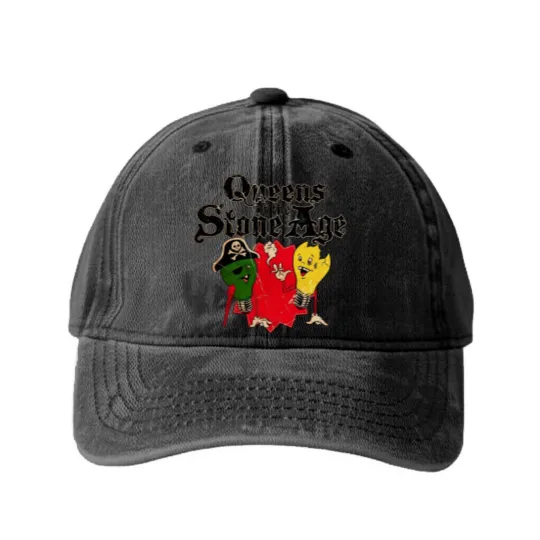Discover Queens Of The Stone Age Washed Denim Baseball Caps, Queens Of The Stone Age Band Washed Denim Baseball Caps