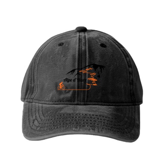 Discover Alpe d'Huez Cycling Print Socks Washed Denim Baseball Caps