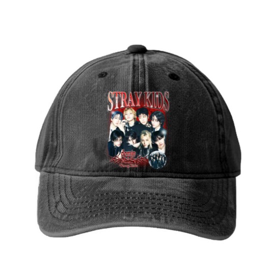 Discover Stray Kids dominATE World Tour US 2025 Graphic Washed Denim Baseball Caps, Stray Kids Hop Album Washed Denim Baseball Caps