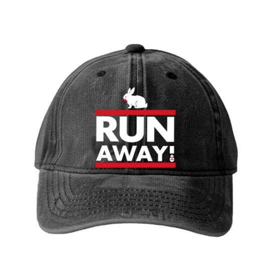 Discover Run Away! Washed Denim Baseball Caps, Monty Python, Spamalot Washed Denim Baseball Caps